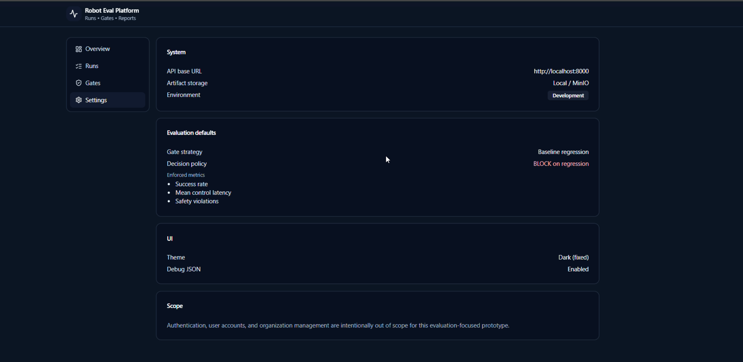 Settings showing evaluation defaults